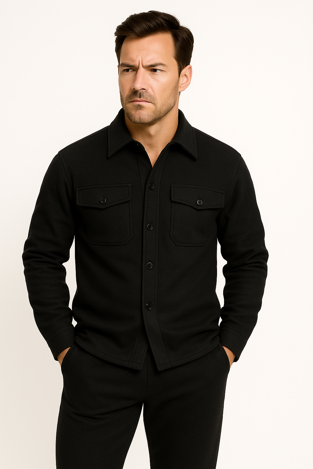 Men's Casual Tracksuit | Button-Up, Two Piece
