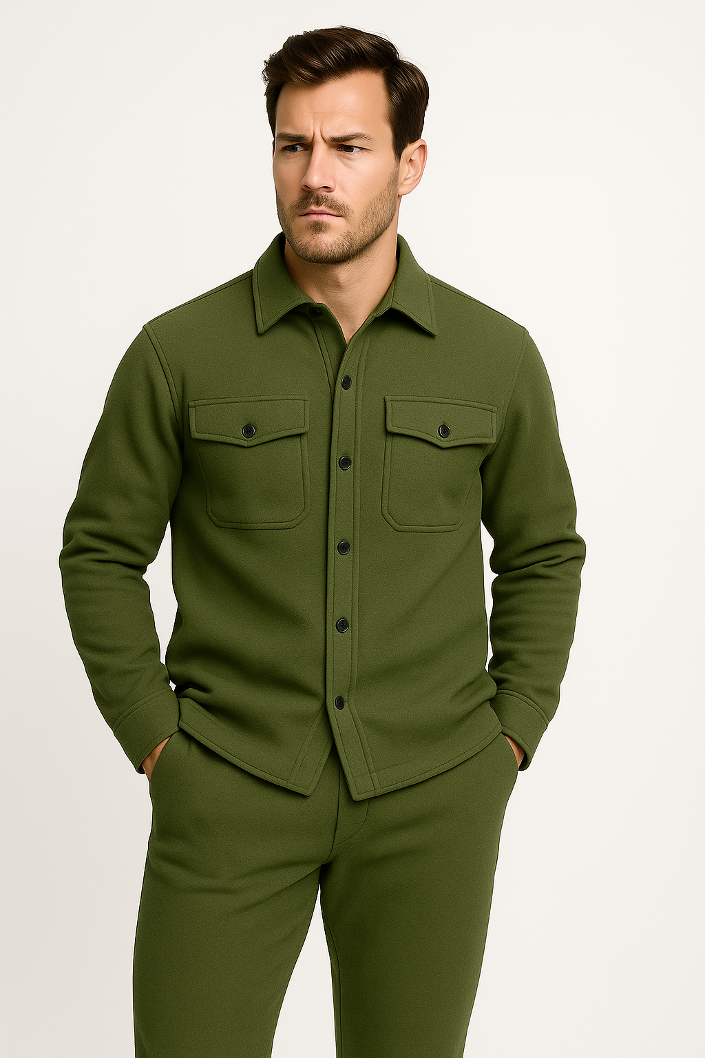 Men's Casual Tracksuit | Button-Up, Two Piece