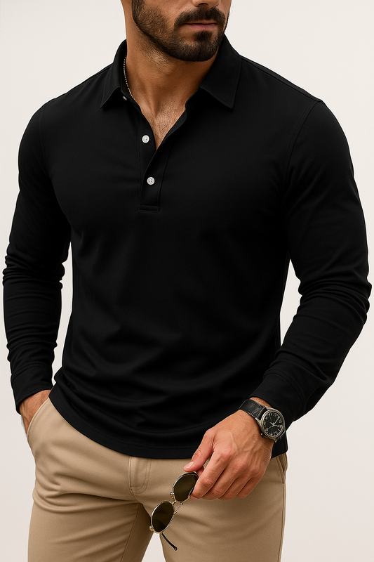 Men's Casual Polo Shirt | Long Sleeve, Slim Fit