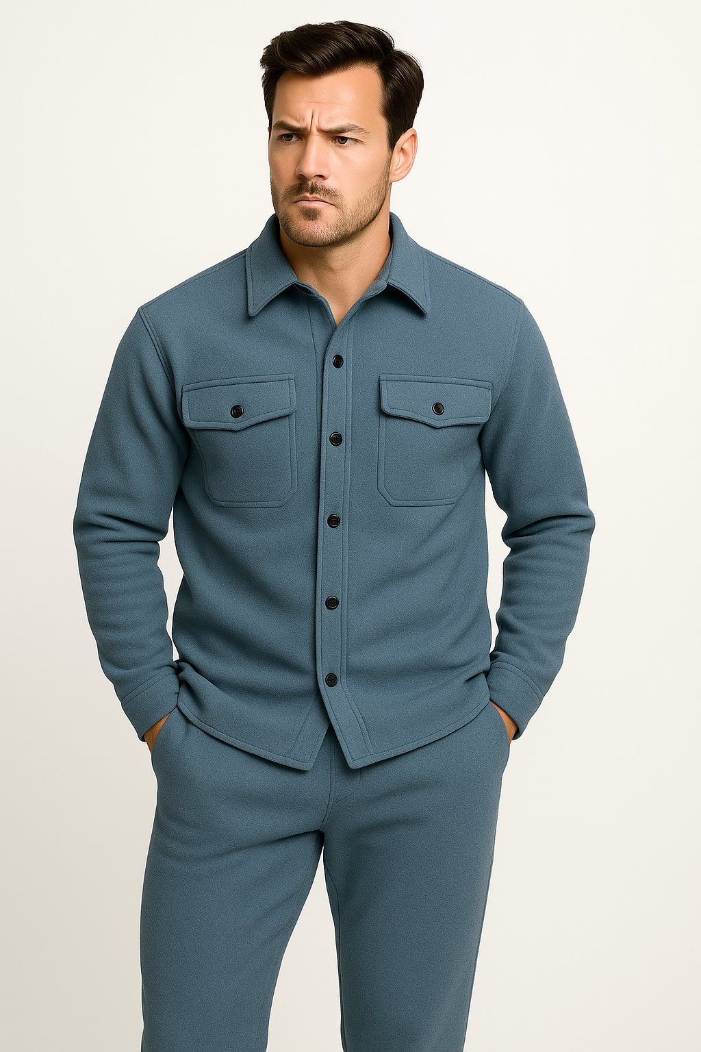 Men's Casual Tracksuit | Button-Up, Two Piece