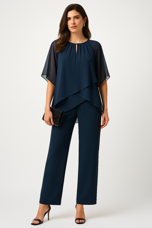 Women's Elegant Two Piece Set | Chiffon, High Waist